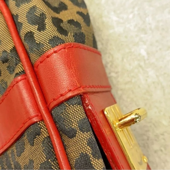 FENDI LVMH 1990s Leopard Print Two Way Cross Body Tote Satchel Handbag Purse - Picture 10 of 12